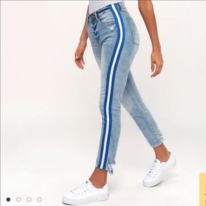 PISTOLA Nico Light Wash Distressed Striped Jeans